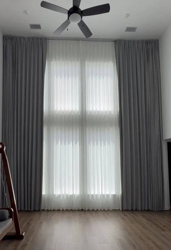 Olive Leaf Blinds window treatment installation 1
