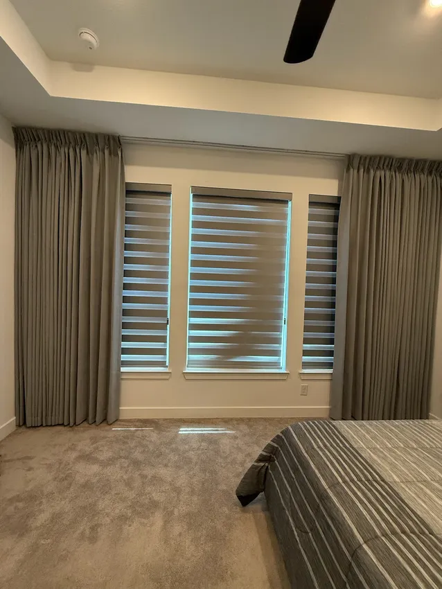 Olive Leaf Blinds window treatment installation 3